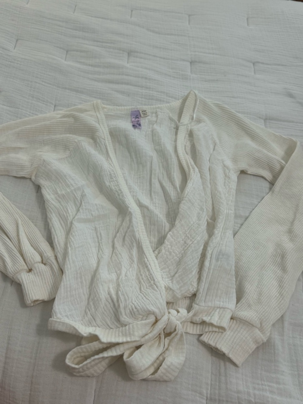 Women’s Cream Wrap Tie-Front Sweater